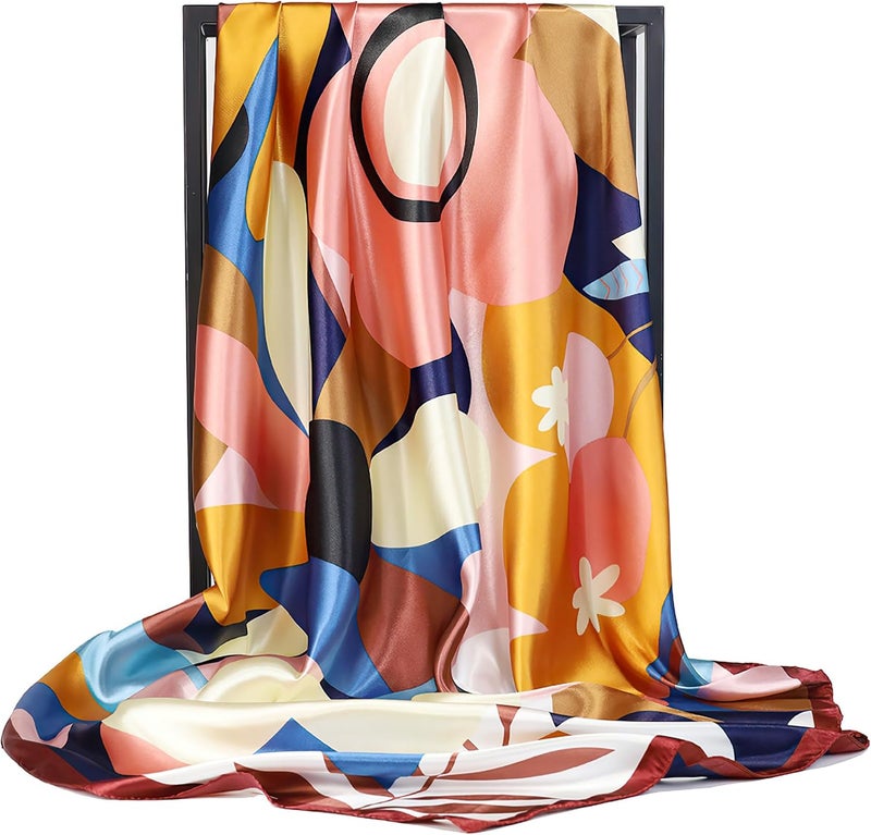 vimate 35" Square Silk Like Head Scarf - Women's Fashion Silk Feeling Scarf for Hair Wrapping and Sleeping at Night. - Image 3